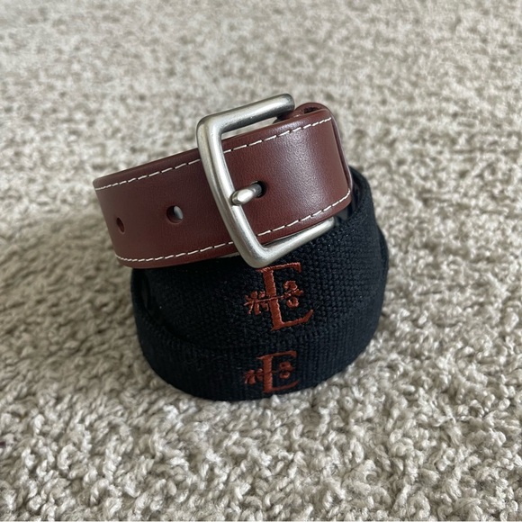 Peter Millar E Black Leather Belt - Picture 1 of 5